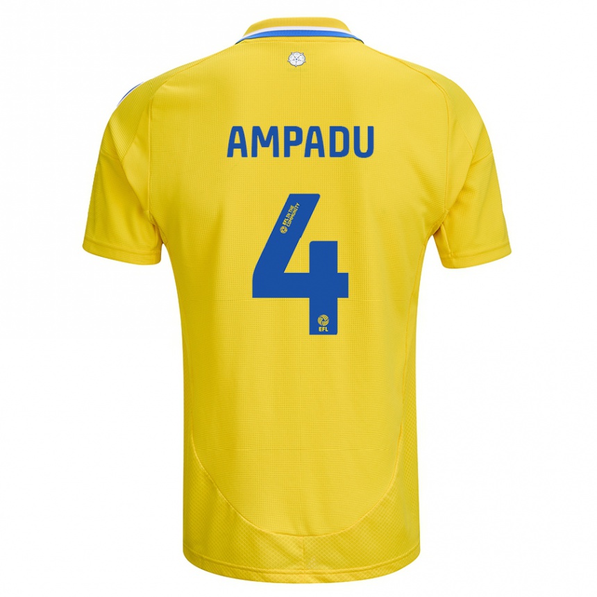 Niño Fútbol Camiseta Ethan Ampadu #4 Amarillo Azul 2ª Equipación 2024/25