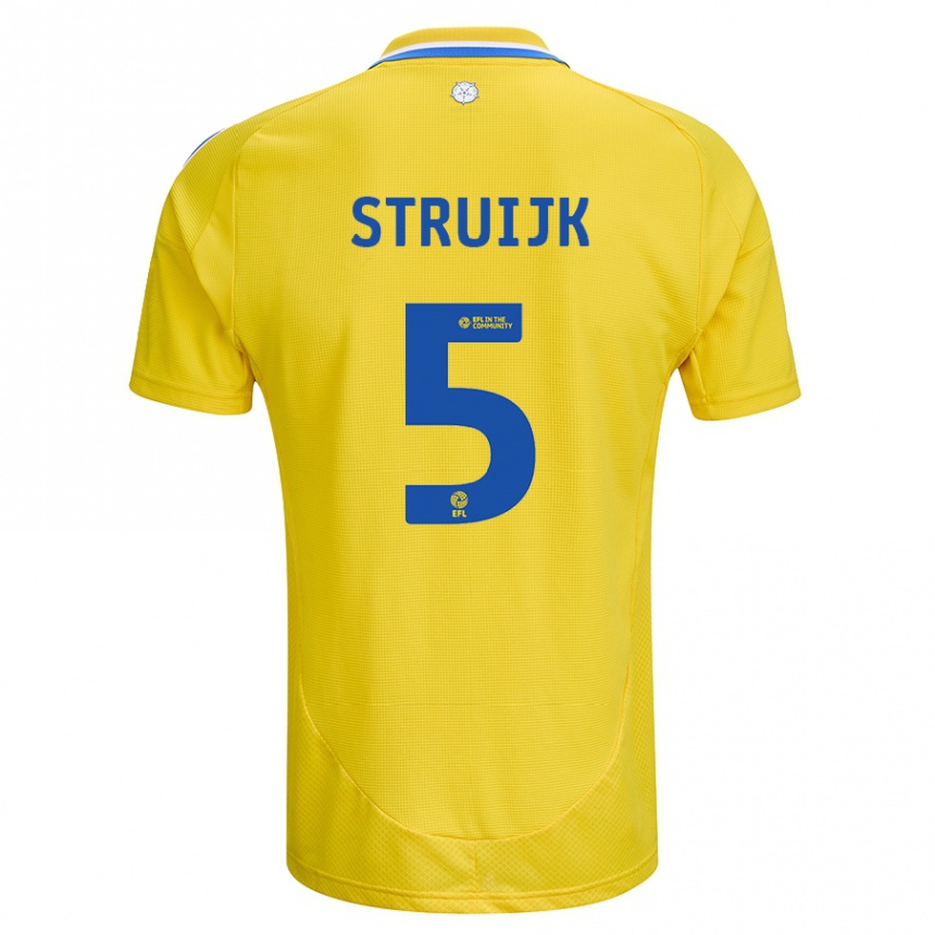 Niño Fútbol Camiseta Pascal Struijk #5 Amarillo Azul 2ª Equipación 2024/25