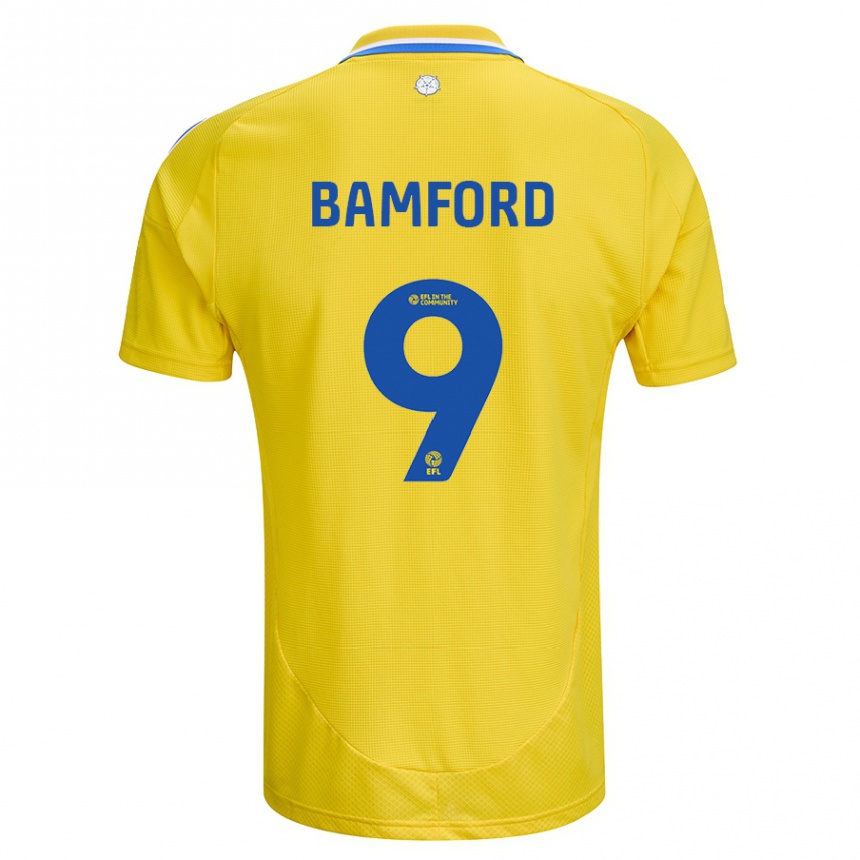 Niño Fútbol Camiseta Patrick Bamford #9 Amarillo Azul 2ª Equipación 2024/25