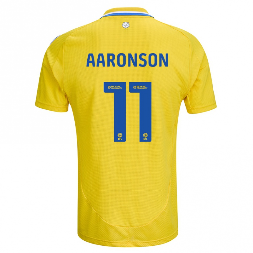 Niño Fútbol Camiseta Brenden Aaronson #11 Amarillo Azul 2ª Equipación 2024/25