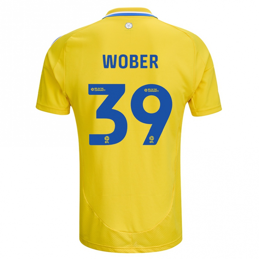 Niño Fútbol Camiseta Maximilian Wöber #39 Amarillo Azul 2ª Equipación 2024/25