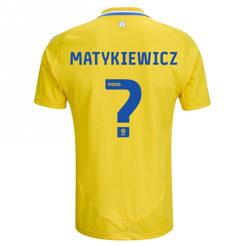 Niño Fútbol Camiseta Luke Matykiewicz #0 Amarillo Azul 2ª Equipación 2024/25