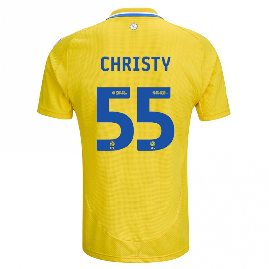 Niño Fútbol Camiseta Harry Christy #55 Amarillo Azul 2ª Equipación 2024/25