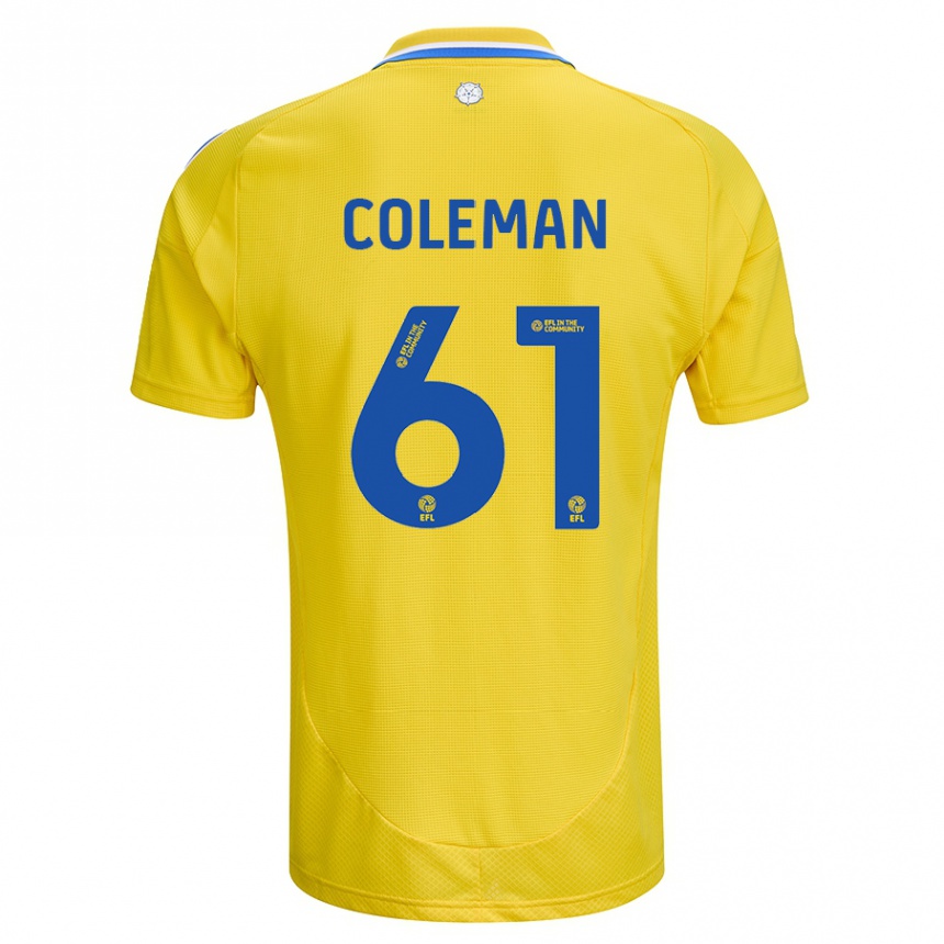 Niño Fútbol Camiseta Cian Coleman #61 Amarillo Azul 2ª Equipación 2024/25