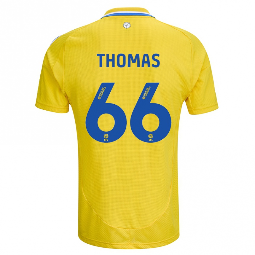 Niño Fútbol Camiseta Luca Thomas #66 Amarillo Azul 2ª Equipación 2024/25