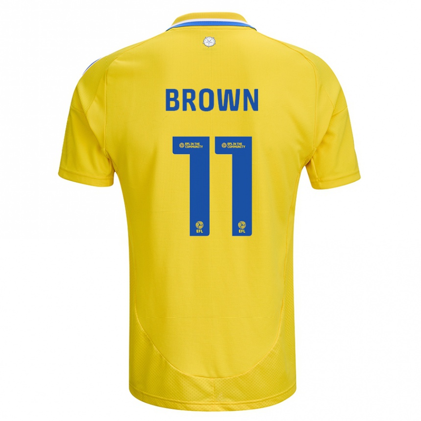 Niño Fútbol Camiseta Abbie Brown #11 Amarillo Azul 2ª Equipación 2024/25