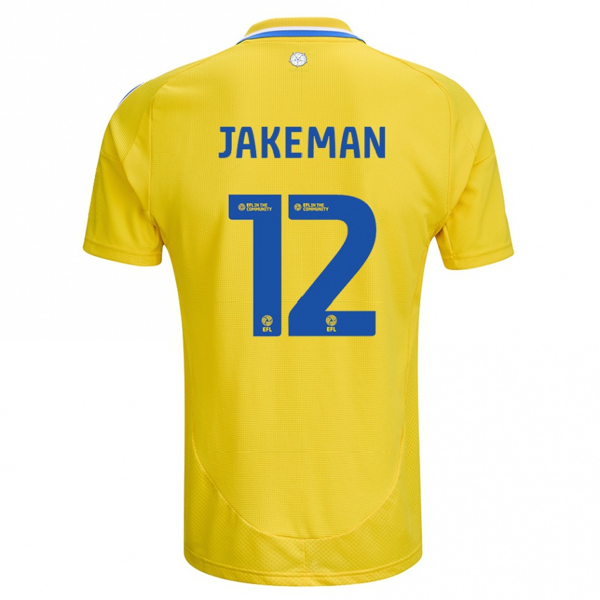 Niño Fútbol Camiseta Harriet Jakeman #12 Amarillo Azul 2ª Equipación 2024/25