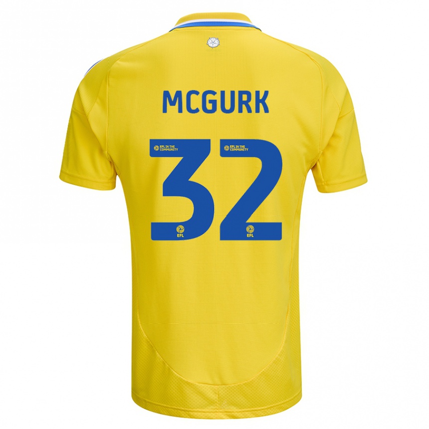 Niño Fútbol Camiseta Sean Mcgurk #32 Amarillo Azul 2ª Equipación 2024/25