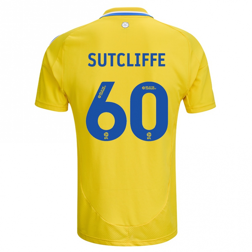 Niño Fútbol Camiseta Harvey Sutcliffe #60 Amarillo Azul 2ª Equipación 2024/25