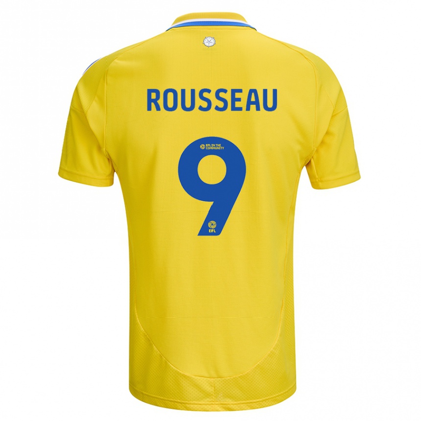 Niño Fútbol Camiseta Jess Rousseau #9 Amarillo Azul 2ª Equipación 2024/25