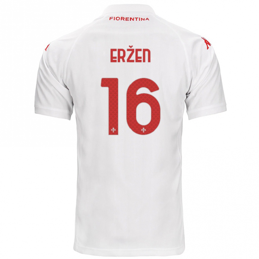 Niño Fútbol Camiseta Kaja Erzen #16 Blanco 2ª Equipación 2024/25