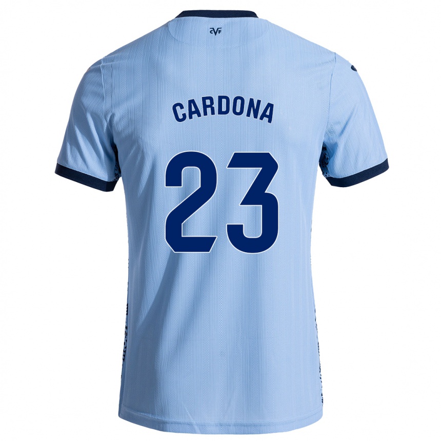 Niño Fútbol Camiseta Sergi Cardona #23 Azul Cielo 2ª Equipación 2024/25