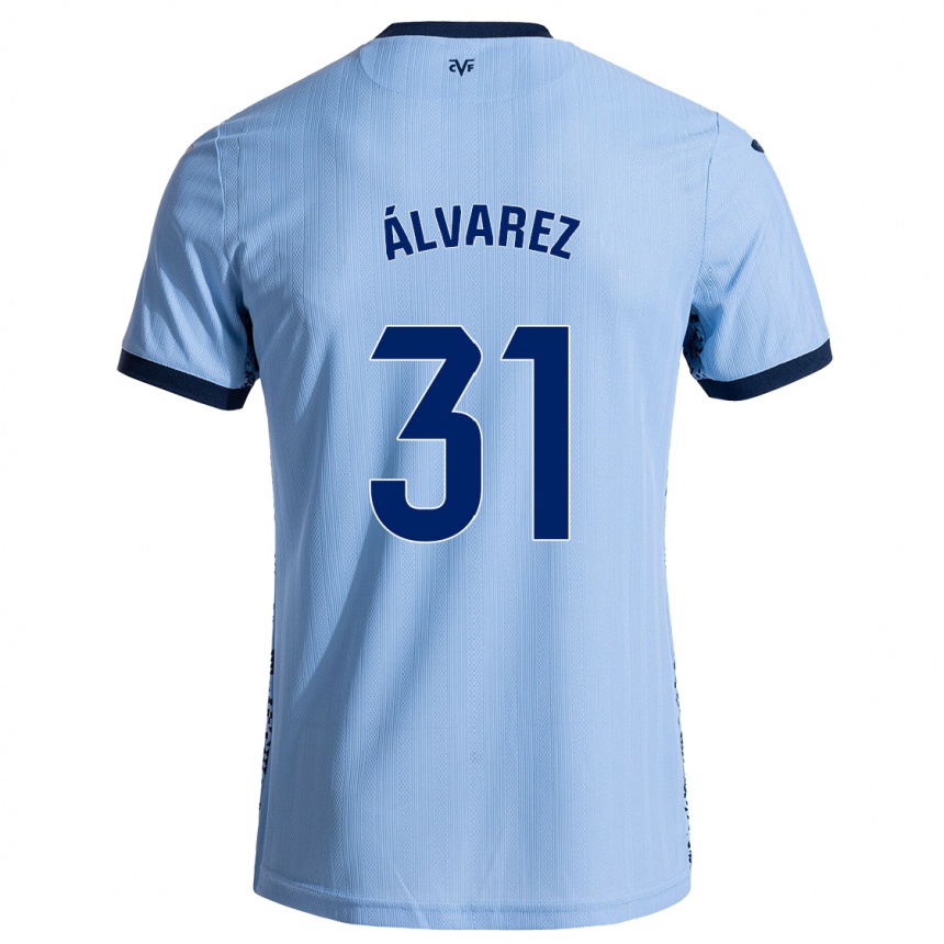 Niño Fútbol Camiseta Iker Álvarez #31 Azul Cielo 2ª Equipación 2024/25