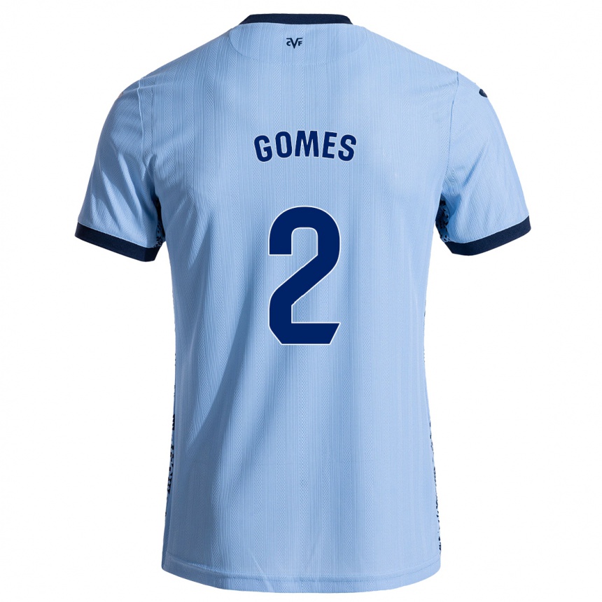 Niño Fútbol Camiseta Vique Gomes #2 Azul Cielo 2ª Equipación 2024/25