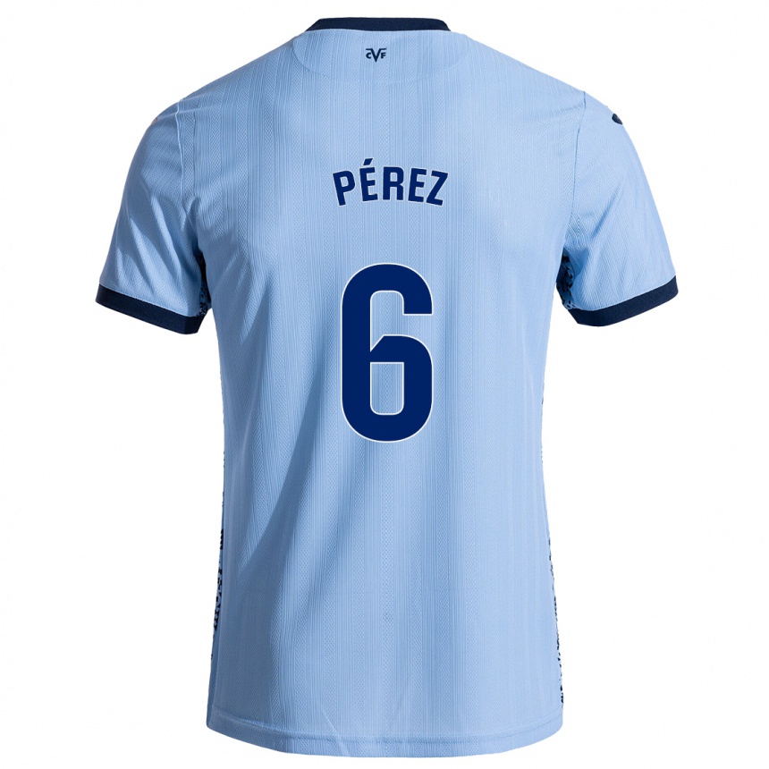 Niño Fútbol Camiseta Hugo Pérez #6 Azul Cielo 2ª Equipación 2024/25