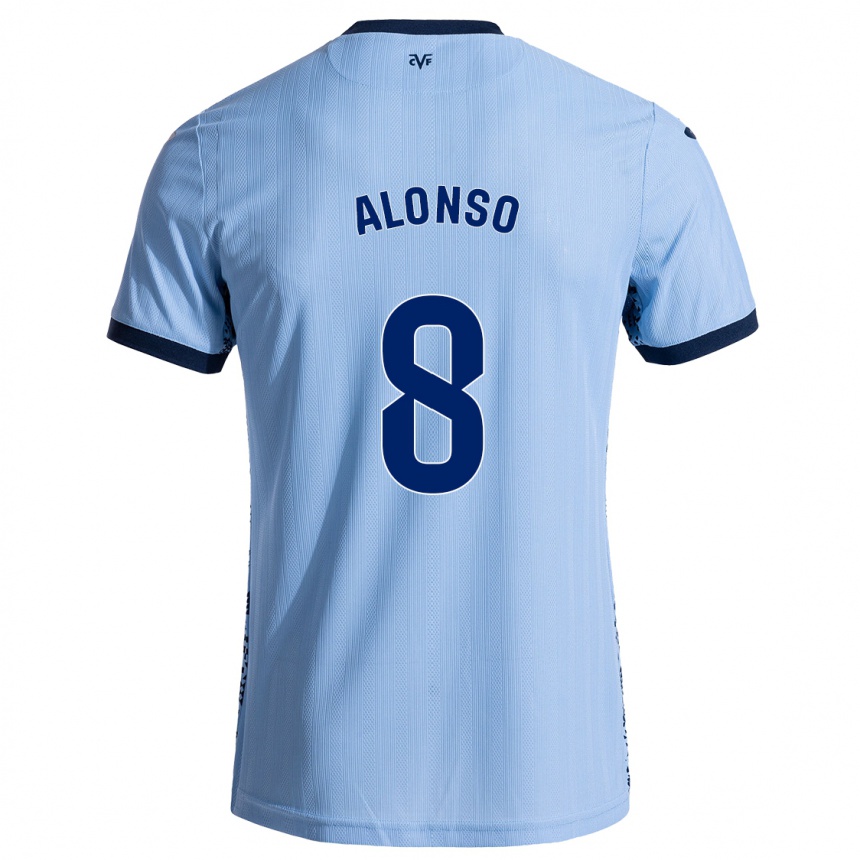 Niño Fútbol Camiseta Rodri Alonso #8 Azul Cielo 2ª Equipación 2024/25