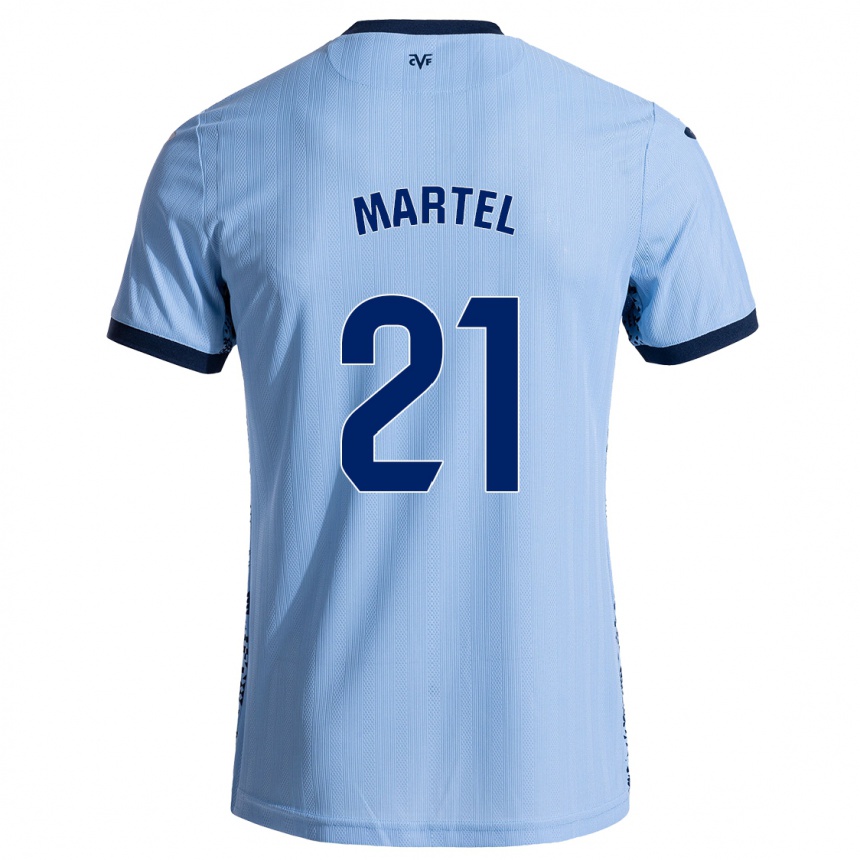 Niño Fútbol Camiseta Kevin Martel #21 Azul Cielo 2ª Equipación 2024/25