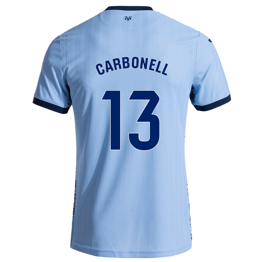 Niño Fútbol Camiseta Carmen Carbonell #13 Azul Cielo 2ª Equipación 2024/25