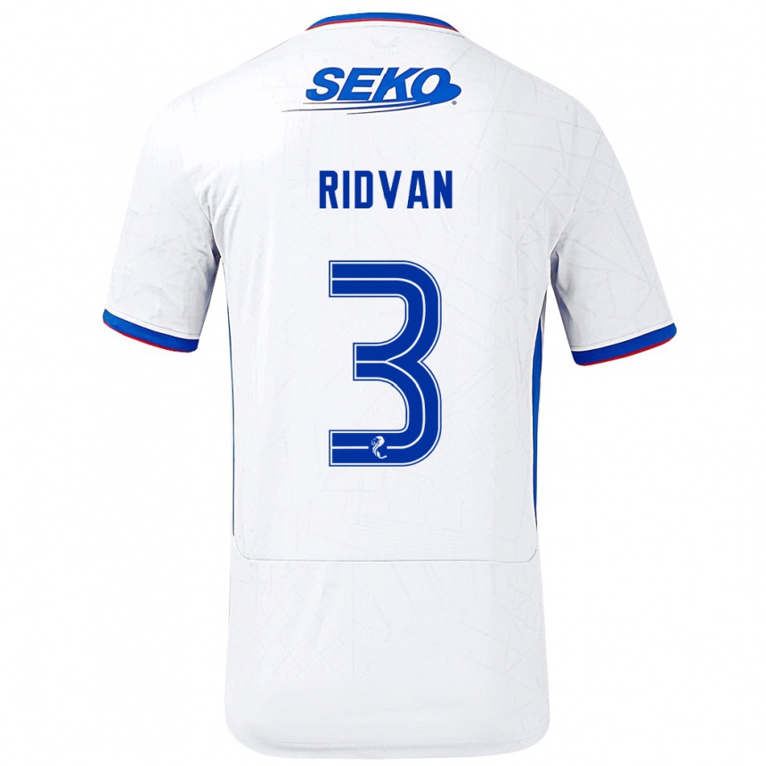 Niño Fútbol Camiseta Rıdvan Yılmaz #3 Blanco Azul 2ª Equipación 2024/25