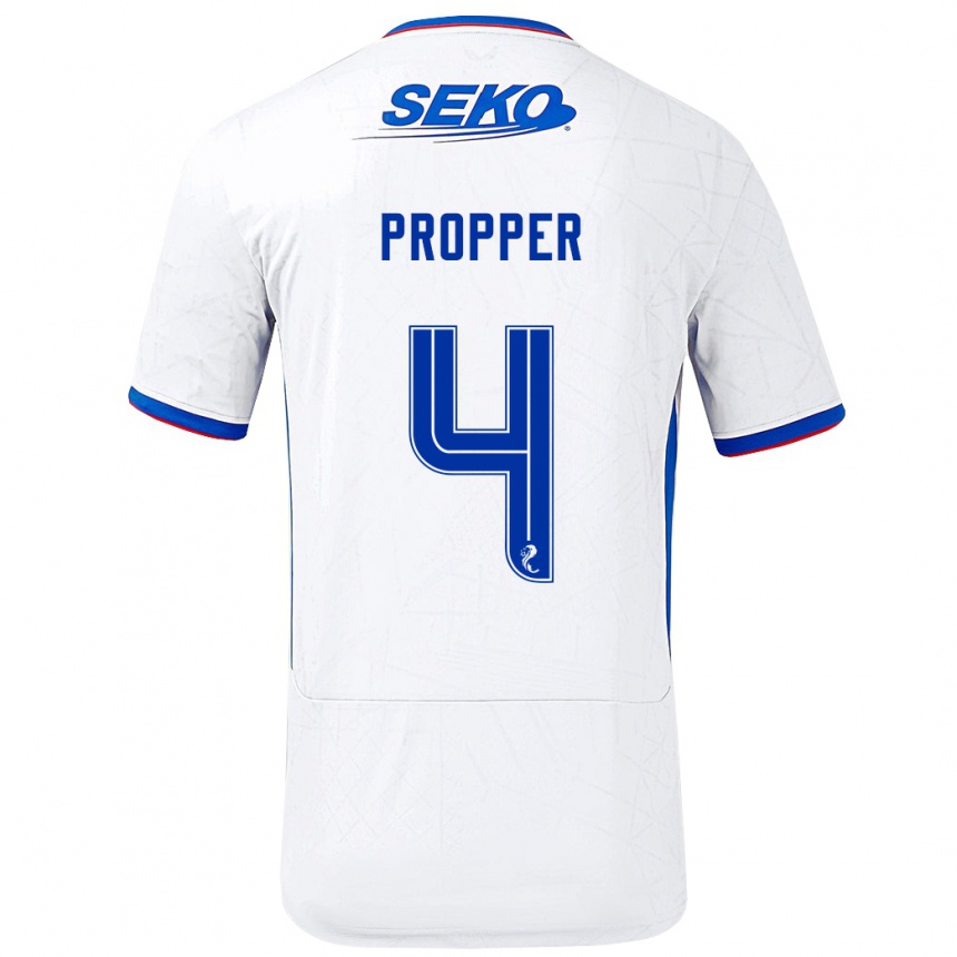 Niño Fútbol Camiseta Robin Pröpper #4 Blanco Azul 2ª Equipación 2024/25