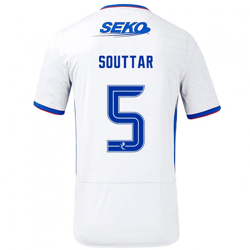 Niño Fútbol Camiseta John Souttar #5 Blanco Azul 2ª Equipación 2024/25