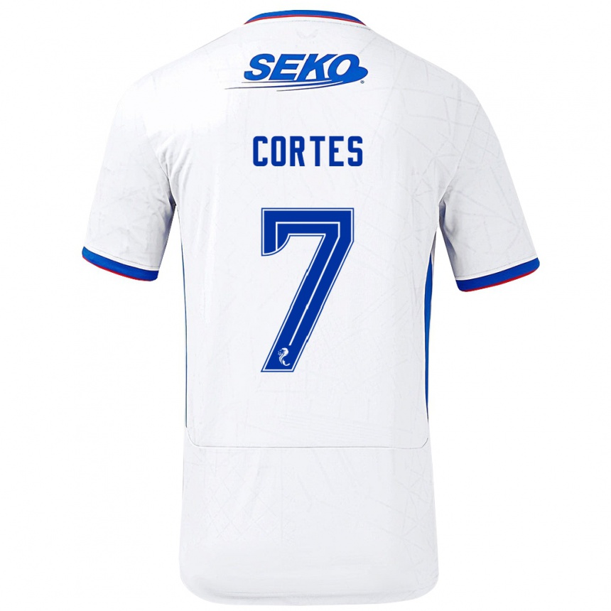 Niño Fútbol Camiseta Óscar Cortés #7 Blanco Azul 2ª Equipación 2024/25