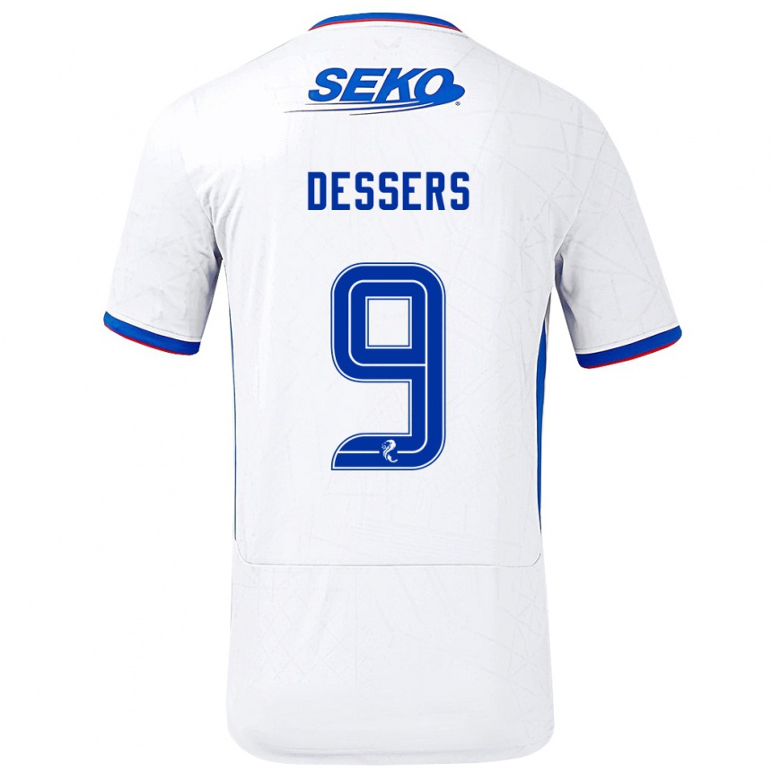 Niño Fútbol Camiseta Cyriel Dessers #9 Blanco Azul 2ª Equipación 2024/25