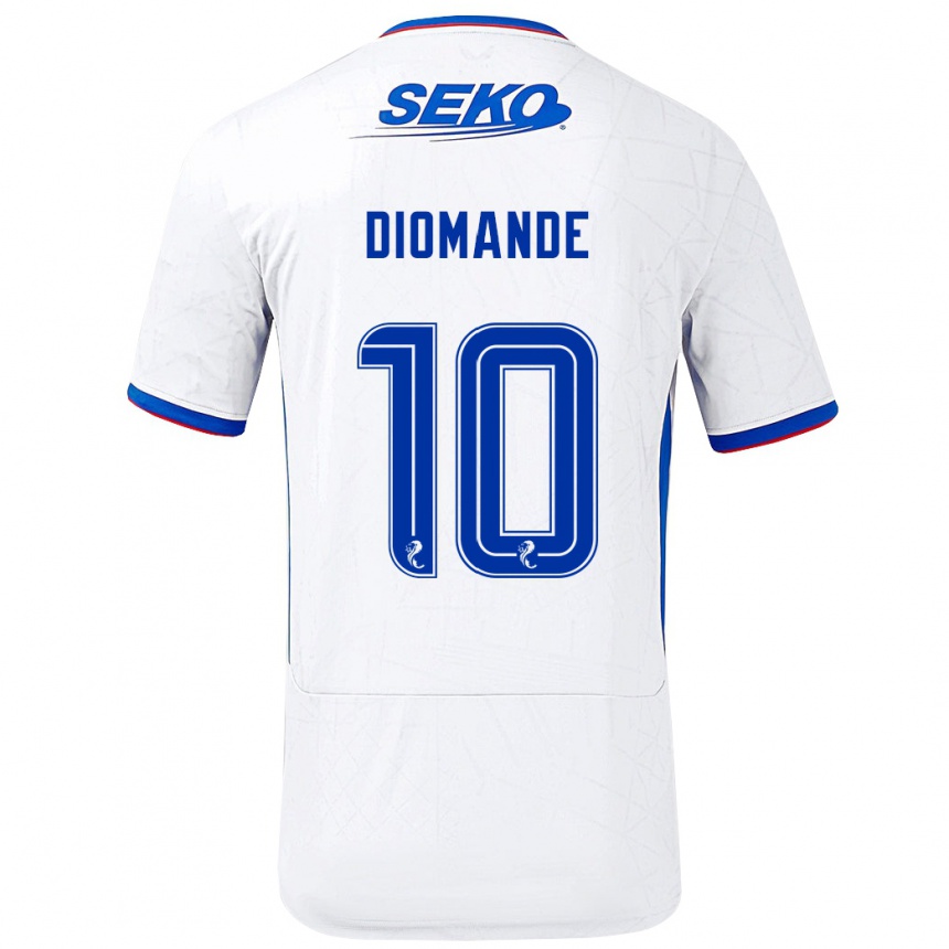 Niño Fútbol Camiseta Mohamed Diomandé #10 Blanco Azul 2ª Equipación 2024/25