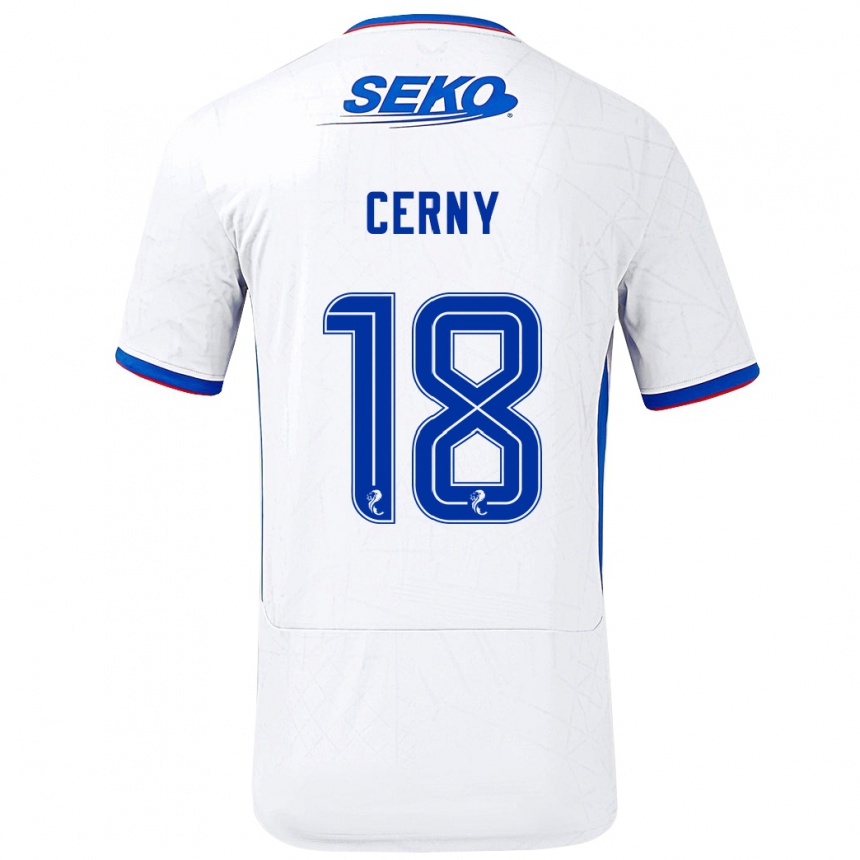 Niño Fútbol Camiseta Vaclav Cerny #18 Blanco Azul 2ª Equipación 2024/25