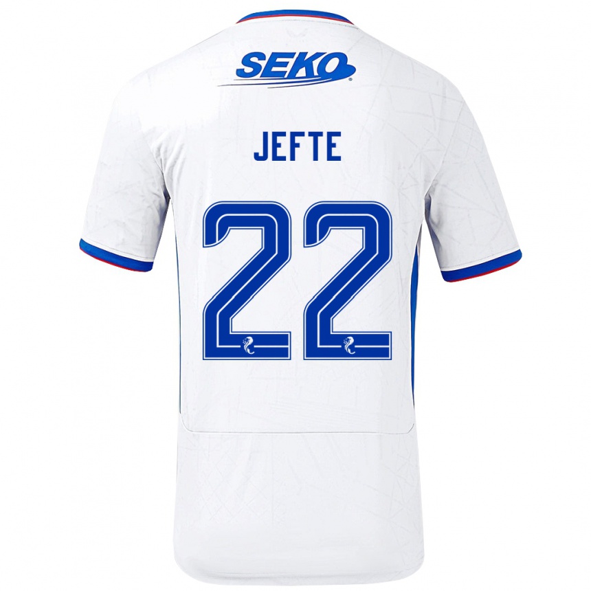 Niño Fútbol Camiseta Jefté #22 Blanco Azul 2ª Equipación 2024/25