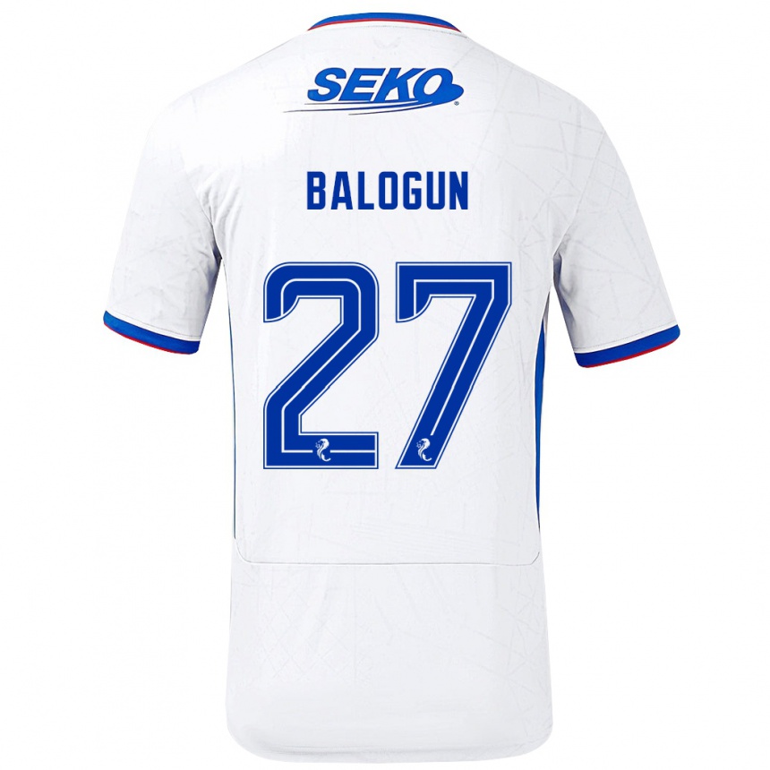 Niño Fútbol Camiseta Leon Balogun #27 Blanco Azul 2ª Equipación 2024/25