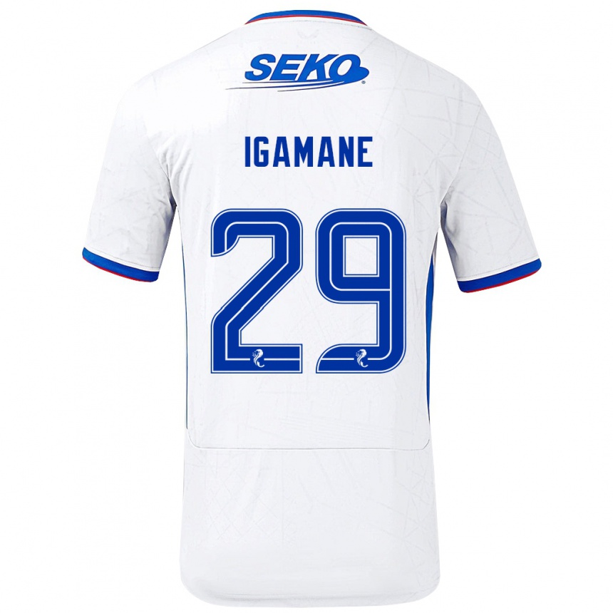 Niño Fútbol Camiseta Hamza Igamane #29 Blanco Azul 2ª Equipación 2024/25