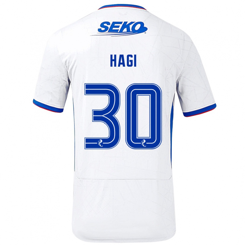 Niño Fútbol Camiseta Ianis Hagi #30 Blanco Azul 2ª Equipación 2024/25