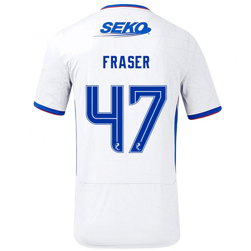 Niño Fútbol Camiseta Robbie Fraser #47 Blanco Azul 2ª Equipación 2024/25