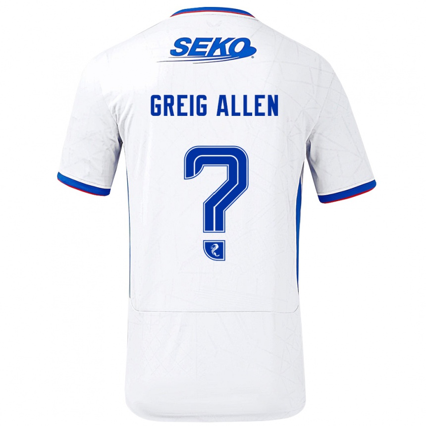 Niño Fútbol Camiseta Greig Allen #0 Blanco Azul 2ª Equipación 2024/25