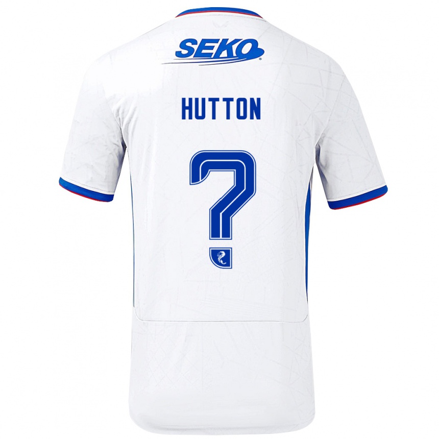 Niño Fútbol Camiseta Zander Hutton #0 Blanco Azul 2ª Equipación 2024/25