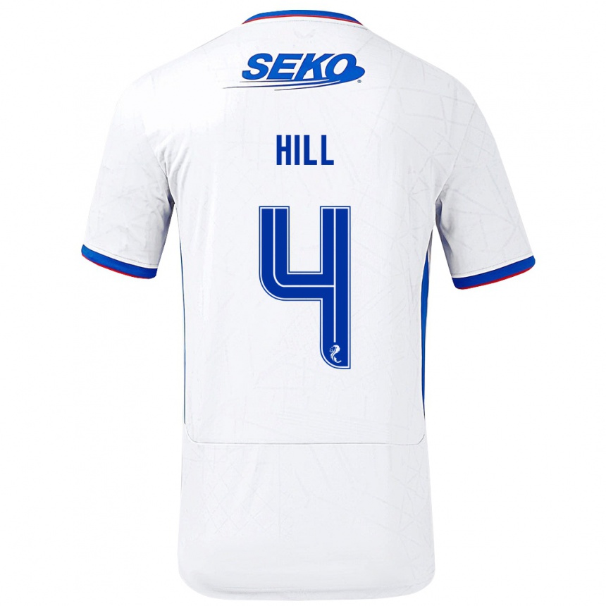 Niño Fútbol Camiseta Kathryn Hill #4 Blanco Azul 2ª Equipación 2024/25