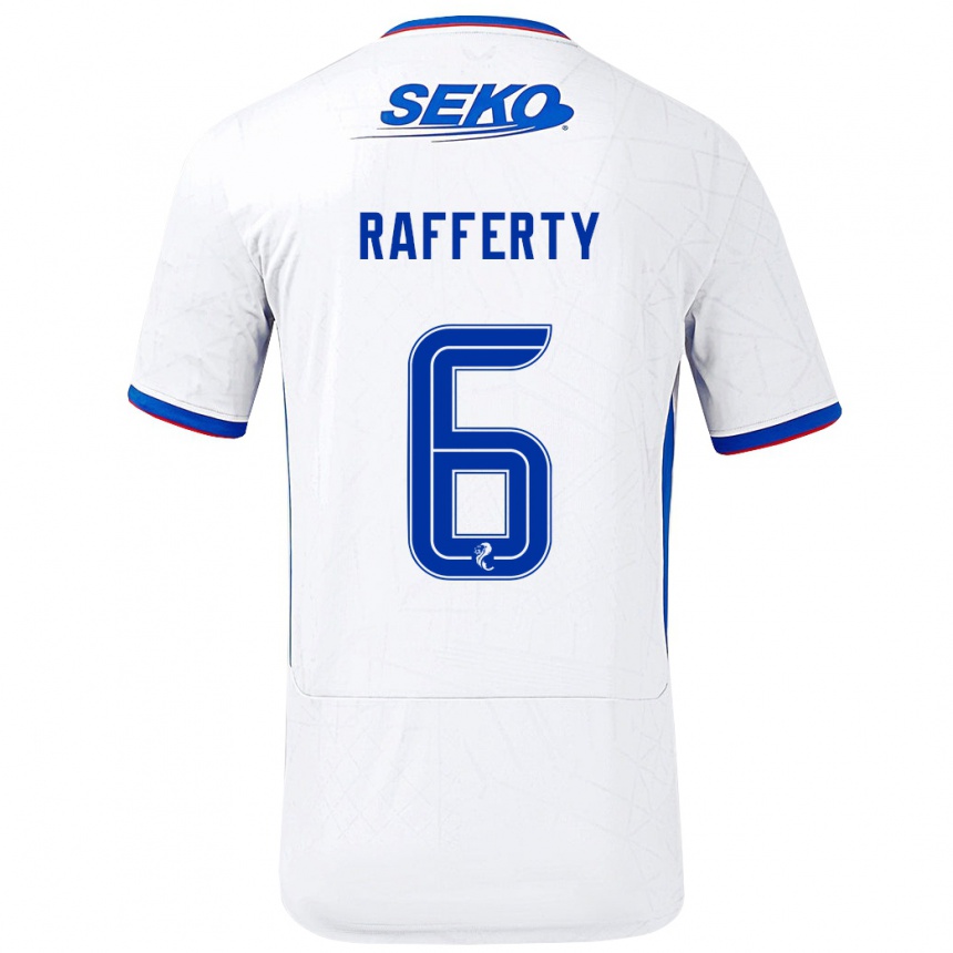 Niño Fútbol Camiseta Laura Rafferty #6 Blanco Azul 2ª Equipación 2024/25