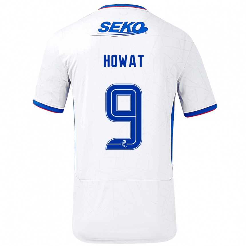 Niño Fútbol Camiseta Kirsty Howat #9 Blanco Azul 2ª Equipación 2024/25