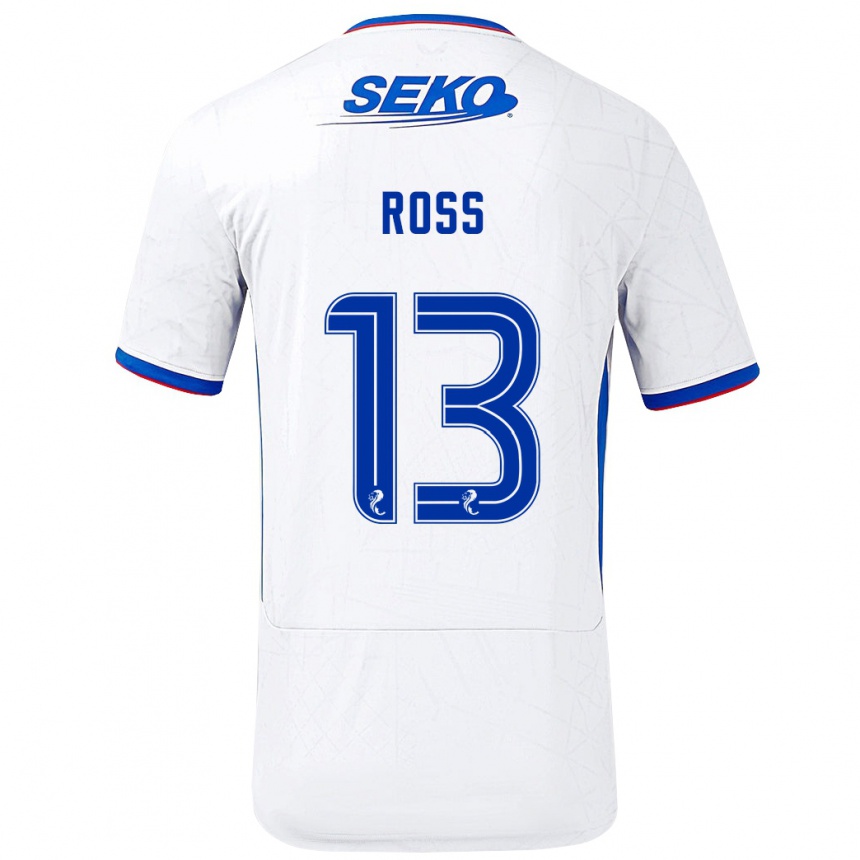 Niño Fútbol Camiseta Jane Ross #13 Blanco Azul 2ª Equipación 2024/25