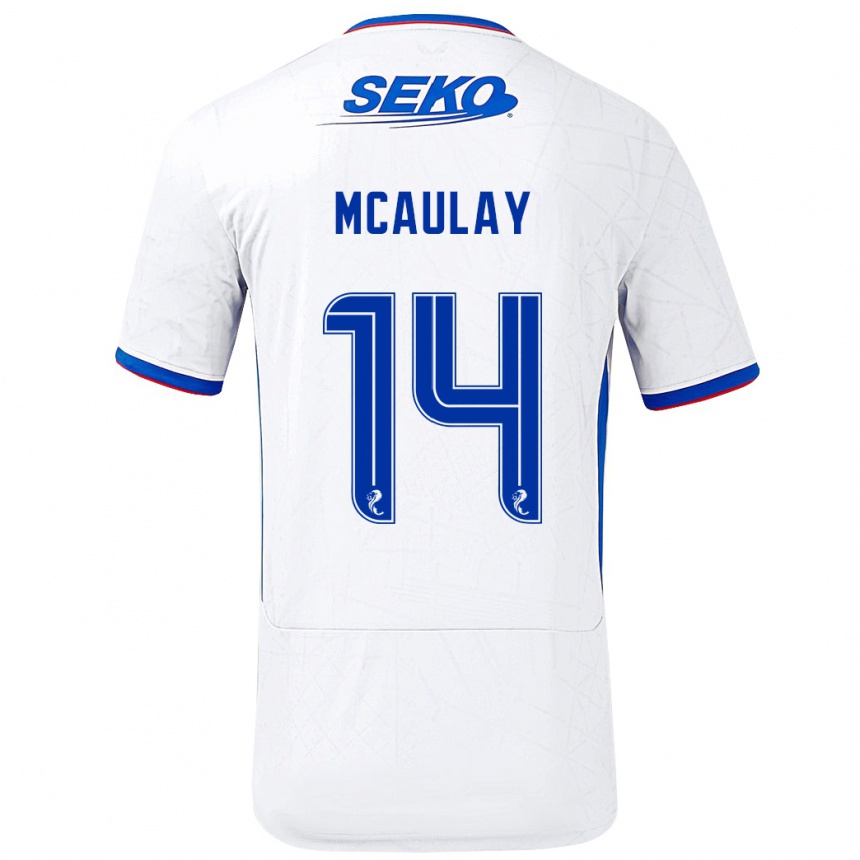 Niño Fútbol Camiseta Mia Mcaulay #14 Blanco Azul 2ª Equipación 2024/25