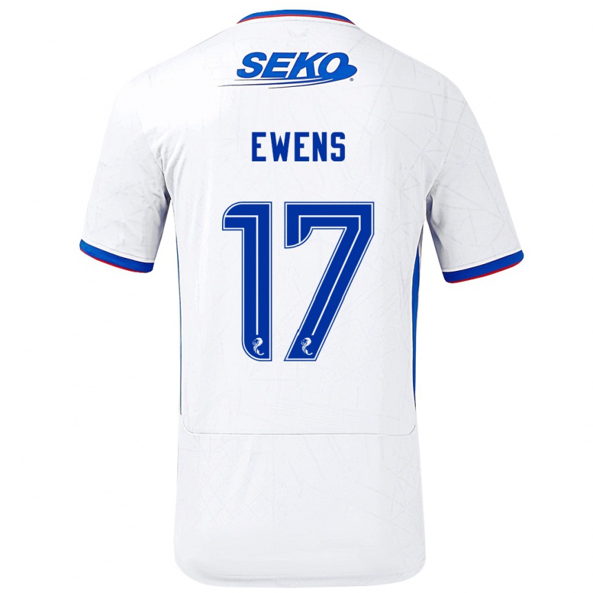 Niño Fútbol Camiseta Sarah Ewens #17 Blanco Azul 2ª Equipación 2024/25