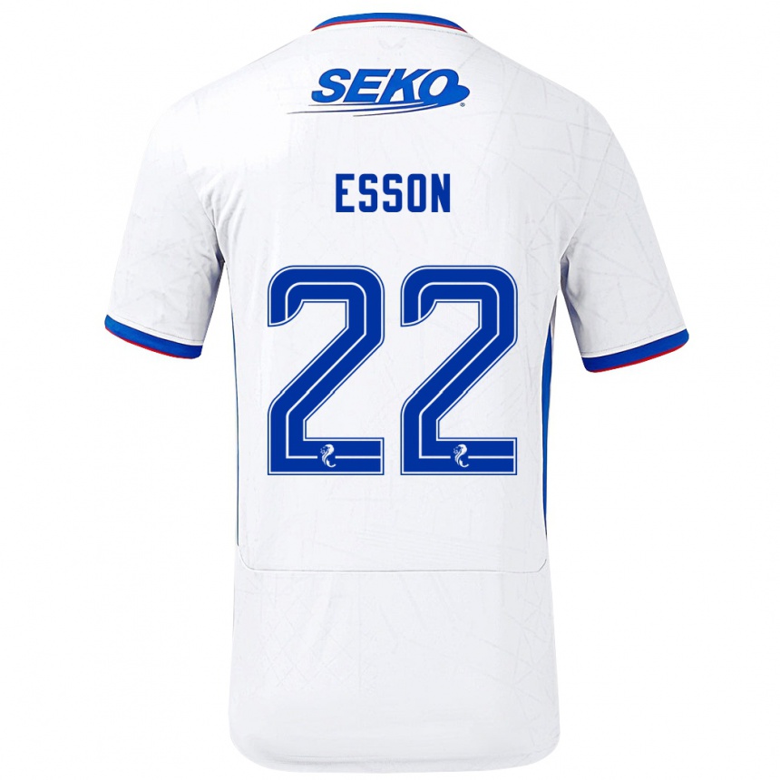 Niño Fútbol Camiseta Victoria Esson #22 Blanco Azul 2ª Equipación 2024/25