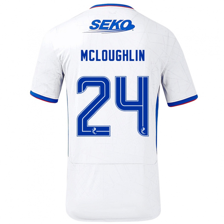 Niño Fútbol Camiseta Olivia Mcloughlin #24 Blanco Azul 2ª Equipación 2024/25