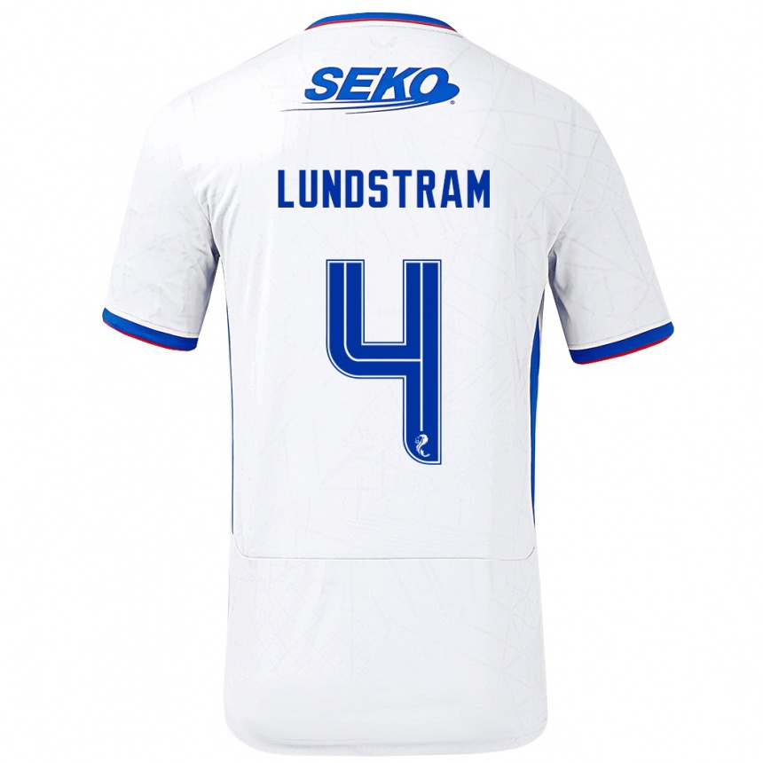 Niño Fútbol Camiseta John Lundstram #4 Blanco Azul 2ª Equipación 2024/25