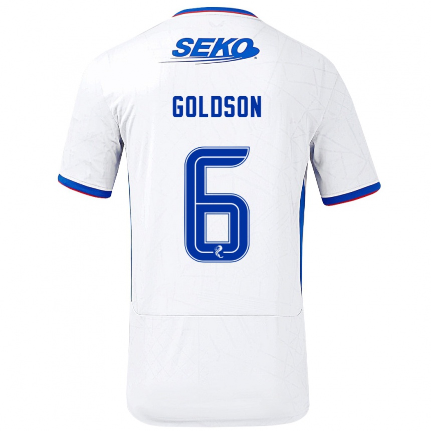 Niño Fútbol Camiseta Connor Goldson #6 Blanco Azul 2ª Equipación 2024/25