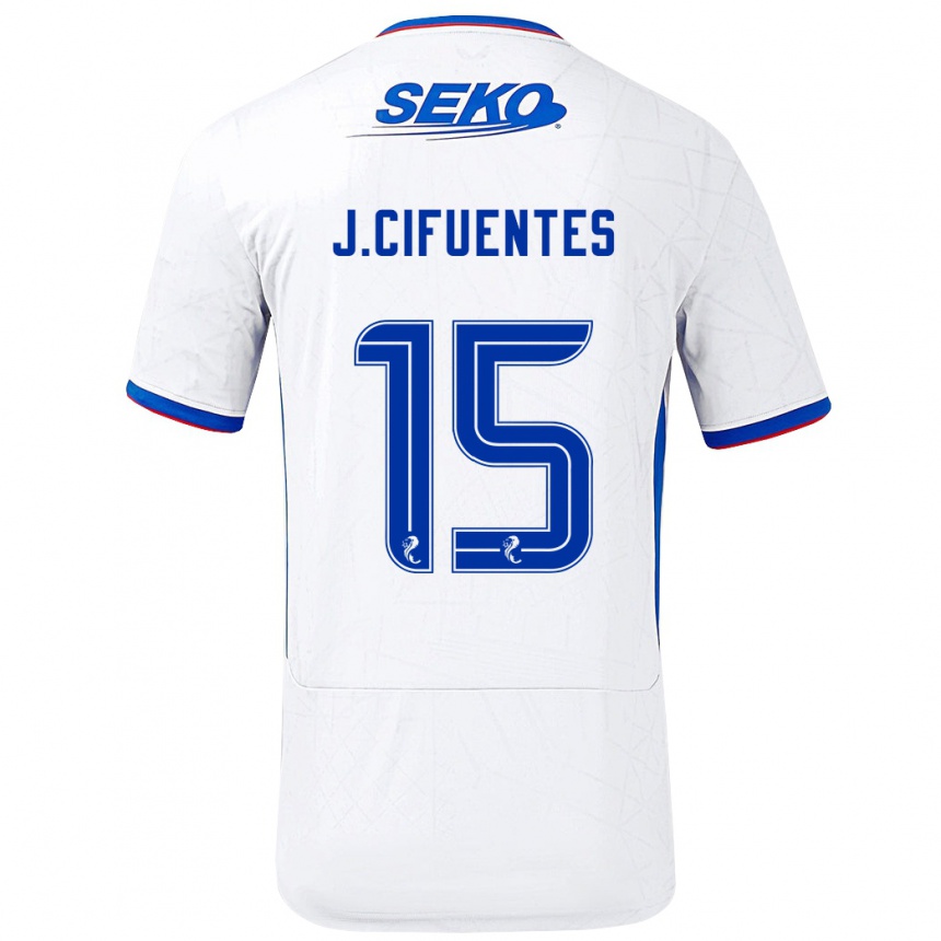 Niño Fútbol Camiseta José Cifuentes #15 Blanco Azul 2ª Equipación 2024/25