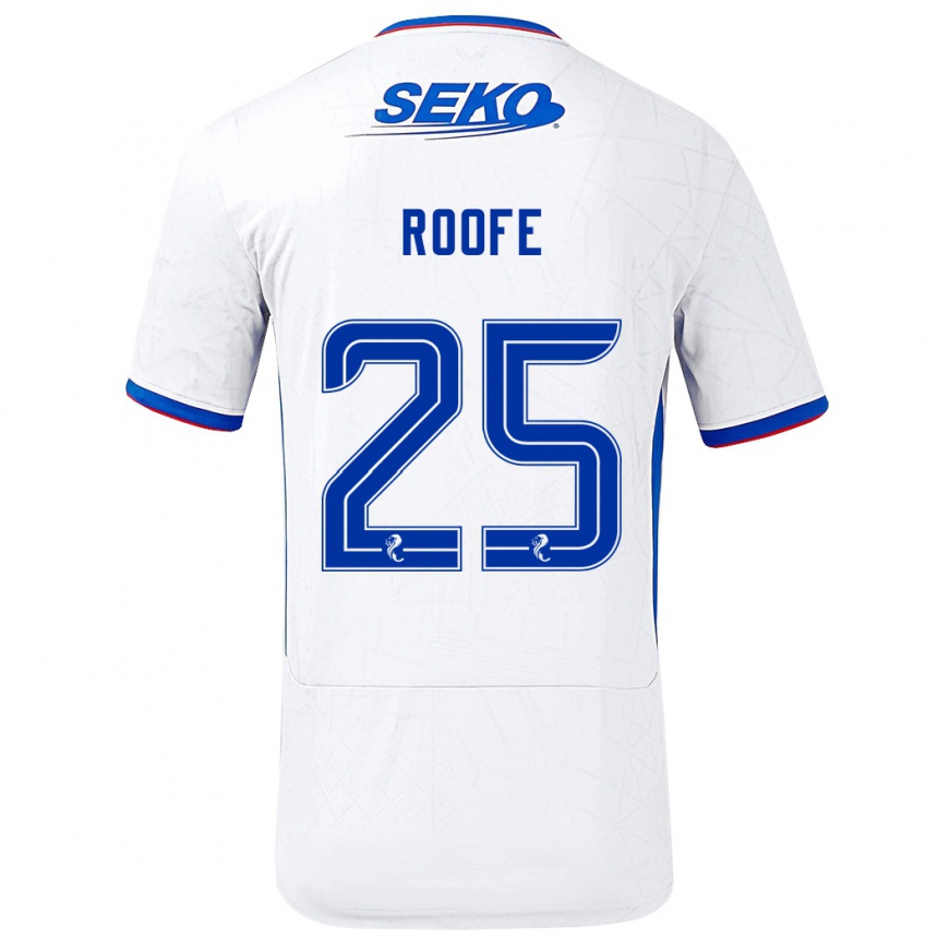 Niño Fútbol Camiseta Kemar Roofe #25 Blanco Azul 2ª Equipación 2024/25