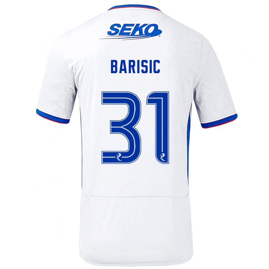 Niño Fútbol Camiseta Borna Barisic #31 Blanco Azul 2ª Equipación 2024/25