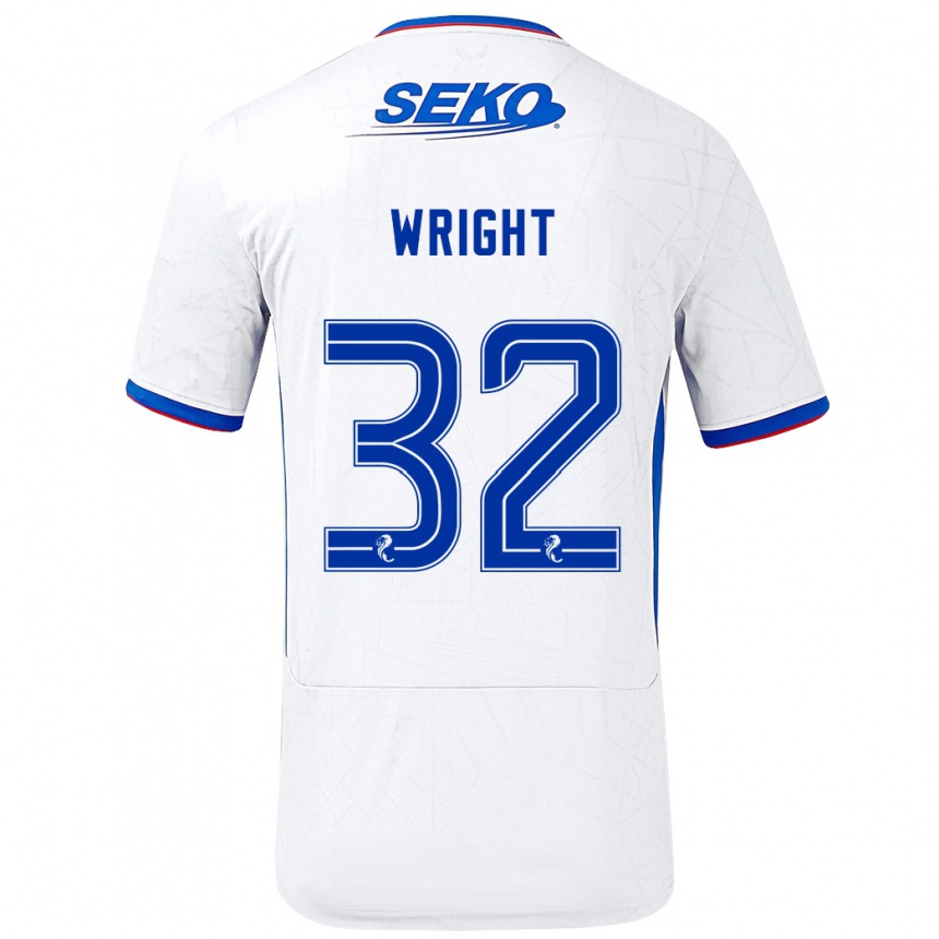 Niño Fútbol Camiseta Kieran Wright #32 Blanco Azul 2ª Equipación 2024/25